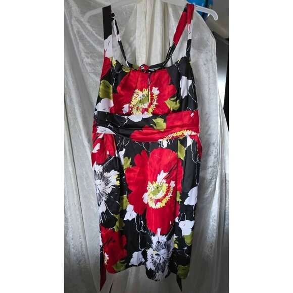 Satin Floral Plus Size Party Dress - Picture 1 of 10